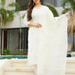 The52 White Women's Beautiful Rayon Slub Fabric Embroidered Work Straight Kurta, Pant and Dupatta Set - Swadesiicart