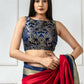 Amodini Designer Studio Women's Banarsi Brocade Sleeveless Blue Blouse