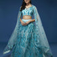 House of Panchhi Seagreen Net Sequins Embroidered Lehenga & Blouse with Dupatta | Swadesiicart
