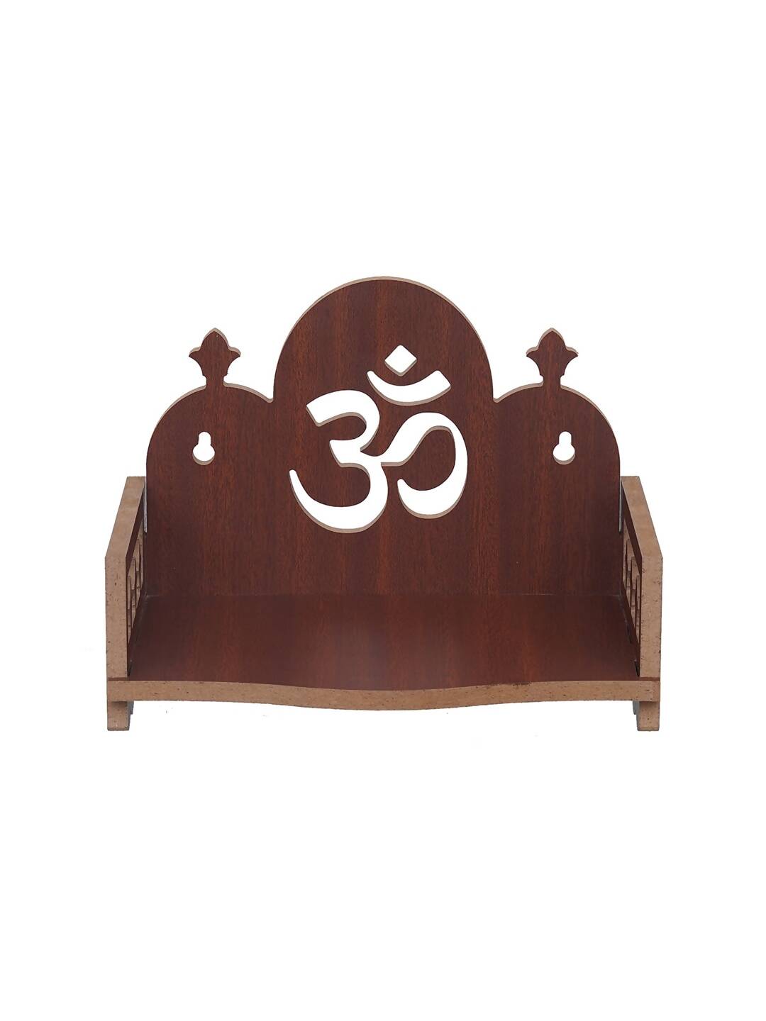 eCraftIndia Brown Om Symbol Decorative Wooden Pooja Temple | Swadesiicart