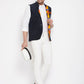 Even Apparels Navy Polyester Men's Nehru Jacket-Contrast Lining-Inbuilt Pocket Square | Swadesiicart