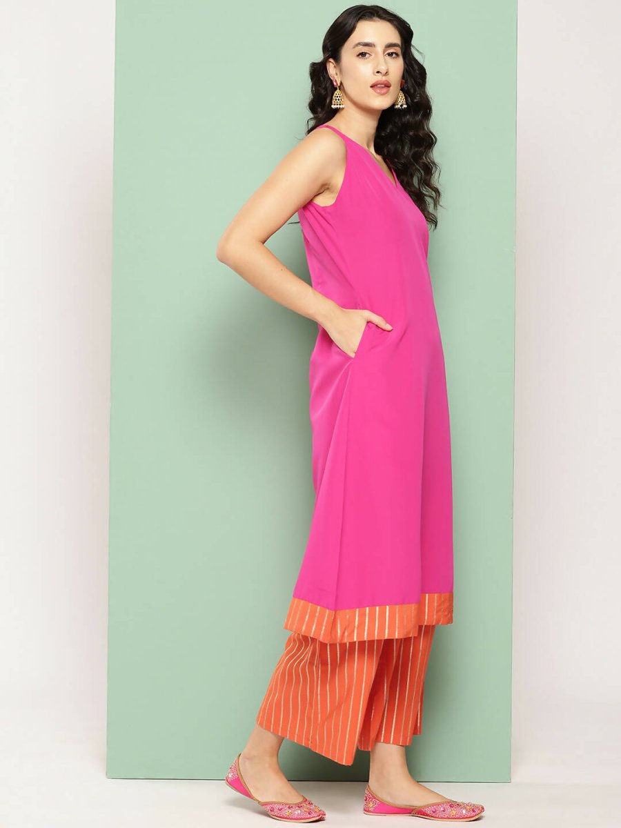 Ahalyaa Women's Traditional wear Kurta Set - Pink | Swadesiicart