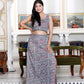 Miravan Women's Grey Floral Printed Crop Top And Skirt Co-Ord Set - Swadesiicart