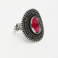 NVR Women's Pink Silver-Toned German Silver Adjustable Finger Ring | Swadesiicart
