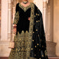 Black Velvet Front & Back Embroidery Wedding Anarkali Suit - Emponline | Swadesiicart