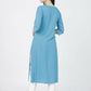 Indian Clothing Cheera Embellished Daily Wear Cotton Blend Kurta - Sky Blue - Swadesiicart
