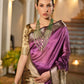 Vishnu Weaves Women's Wine Soft Tussar Silk Printed Saree with Blouse - Swadesiicart
