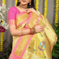 Jyoti Fashion Women's Cream Banarasi Silk Zari Woven Saree with Blouse | Swadesiicart
