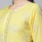 Ahalyaa Women Yellow Pure Cotton Glitter Print Tunic | Swadesiicart