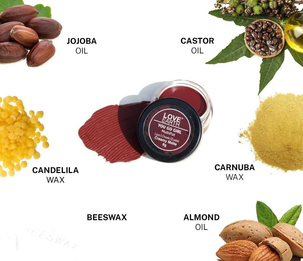 Love Earth Lip Tint & Cheek Tint Multipot - You Go Girl - Swadesiicart