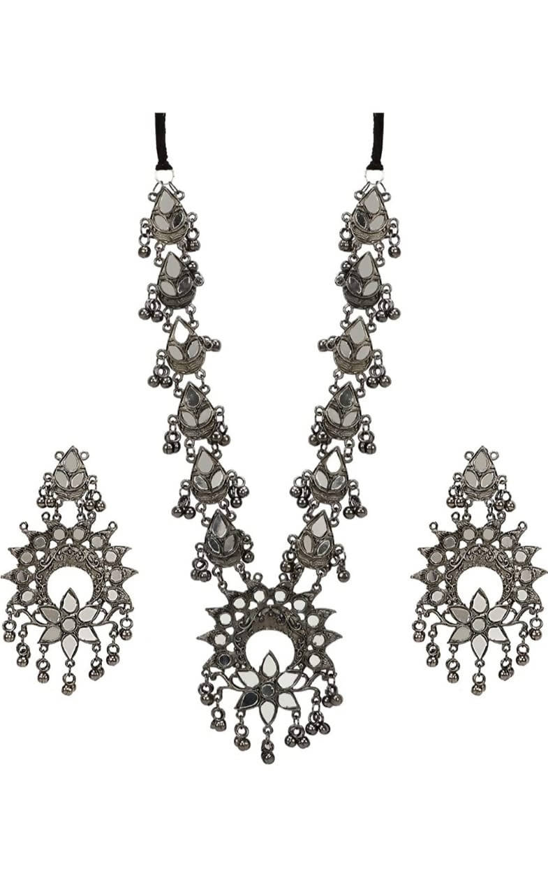 Mominos Fashion Traditional Mirror Design Necklace Set Mangalsutra - Mominos Fashion