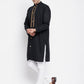 Even Apparels Black Linen Men's Sherwani Kurta With Decorative Placket | Swadesiicart