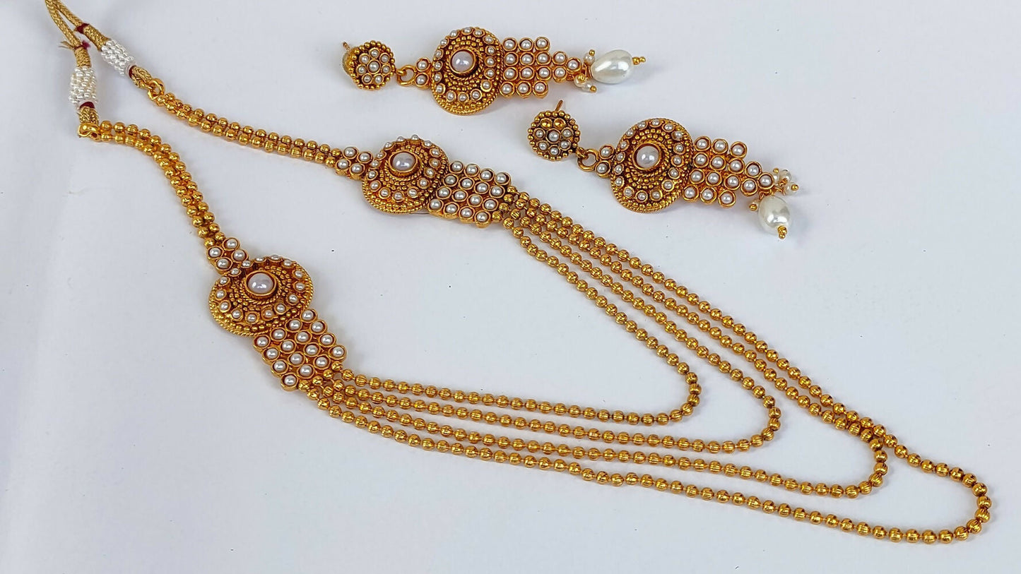 White Kemp Layer Necklace Set - Swadesiicart