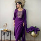 Partywear Designer Wine Rayon Slub Stitched Suit With Dupatta - Tanisha | Swadesiicart
