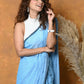Very Much Indian Mul Cotton Khadi Design Handloom Woven Saree - Blue | Swadesiicart
