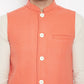 Even Apparels Orange Wool Men Woven Nehru Jacket | Swadesiicart