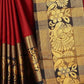 Vamika Banarasi Cotton Silk Weaving Red Saree (DOCTOR MOR RED) | Swadesiicart