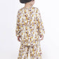 Breathables Sunny Yellow Animal Print Cotton Night Suit For Kids