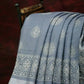 Powder Grey Coloured Block Print Semi Chanderi Saree By Gayathri Reddy Designer Studio | Swadesiicart