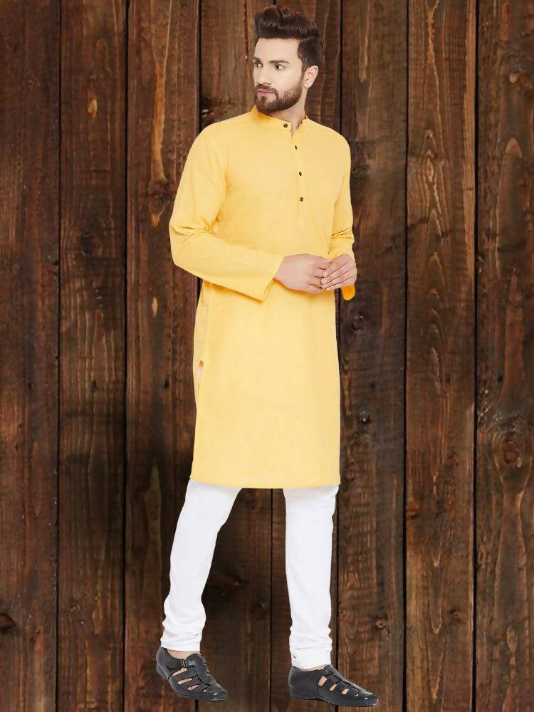 Even Apparels Pure Cotton Yellow Kurta - Yellow | Swadesiicart