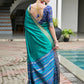 Vishnu Weaves Women's Rama Raw Silk Patola Zari Woven Saree with Blouse - Swadesiicart