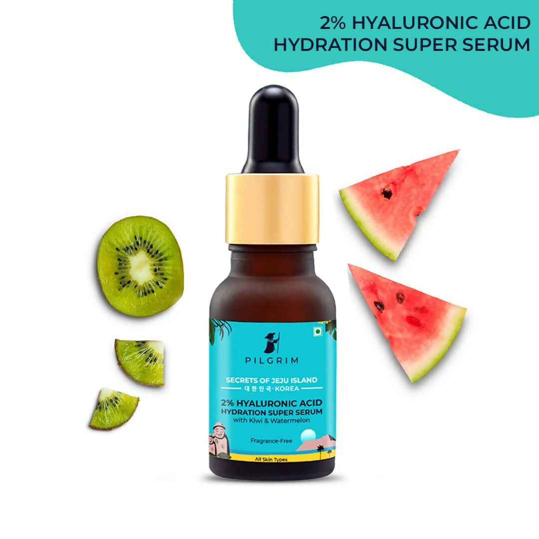 Pilgrim 2% Hyaluronic Acid Hydration Super Serum With Kiwi & Watermelon Extracts For Hydrated Skin - Korean Skin Care - Swadesiicart