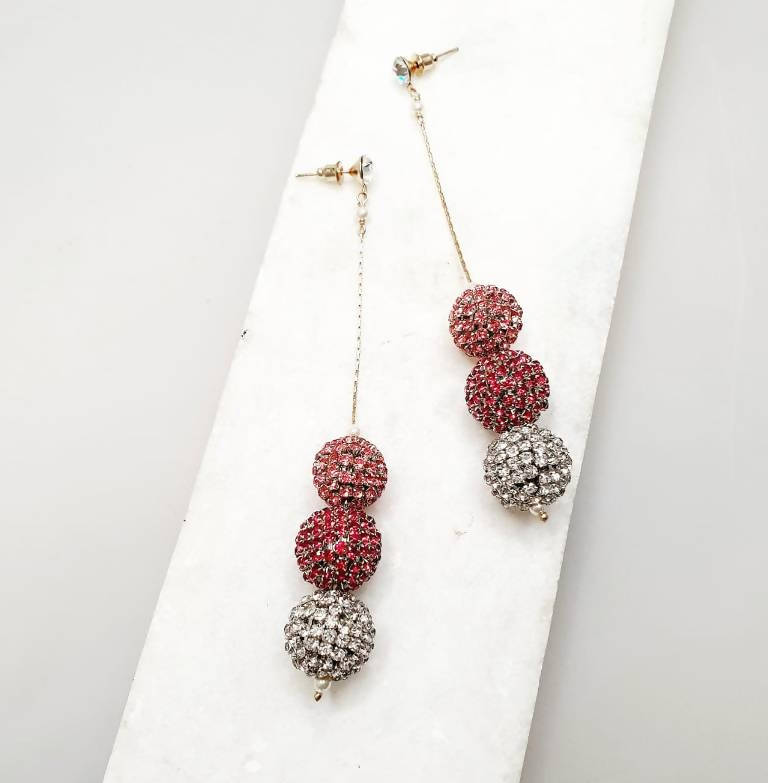 Bling Accessories Rhinestone Ball Long Earring | Swadesiicart