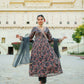 Vaasva Black Chinon Floral Embroidered Angrakha, Pant & Dupatta set | Swadesiicart