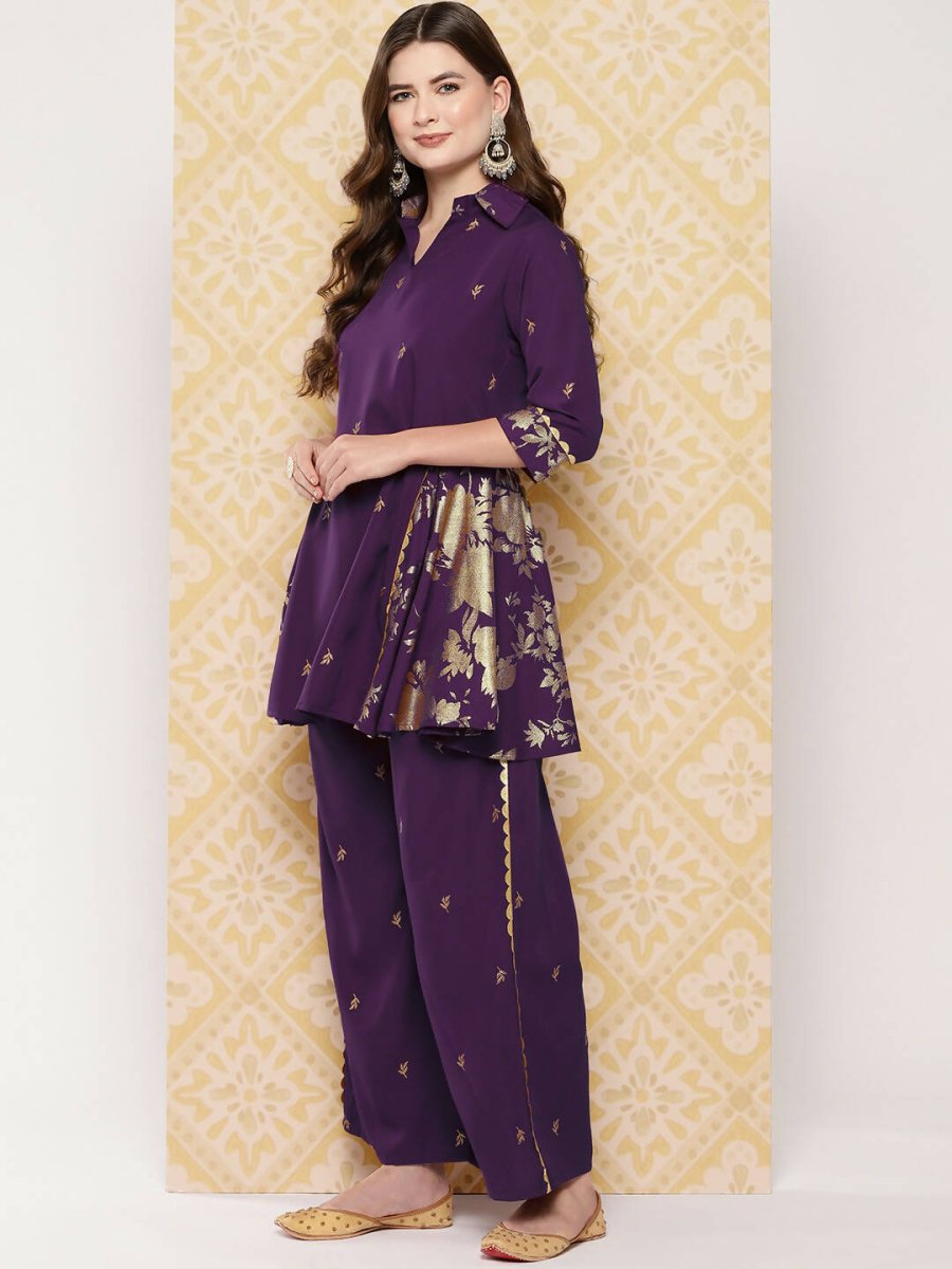 Ahalyaa Women's Traditional Wear Co-ods - Burgundy | Swadesiicart