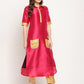 Ahalyaa Women's Dark Pink Poly Silk Kurta Trouser Set | Swadesiicart
