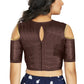 Aastha Fashion Women's Coffee Art Silk Cold Shoulder Sleeve Readymade Blouse
