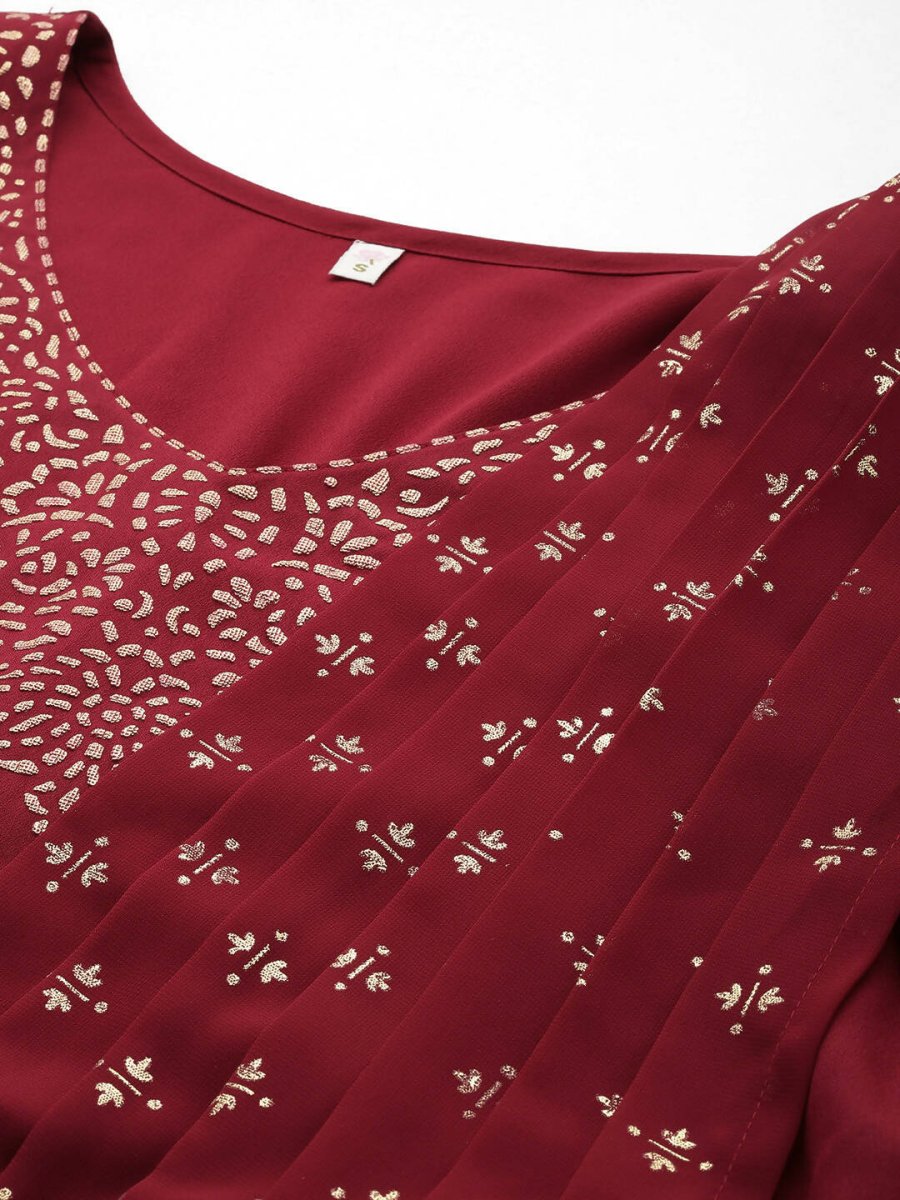 Ahalyaa Women's Traditional wear Ethnic Dress - Maroon | Swadesiicart