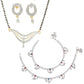 AanyaCentric Gold-Polished Mangalsutra Pendant Earring Set & Silver Plated Anklet