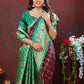 Lorenvalley Fashion Wine & Green Patola Silk Woven Design Meenakari Weaving Saree - Swadesiicart