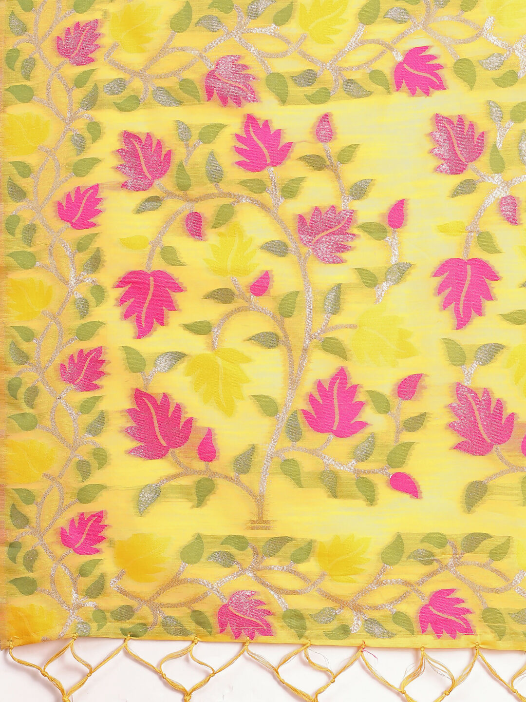 Shree Shyam Fashion Linen Cotton Yellow Saree