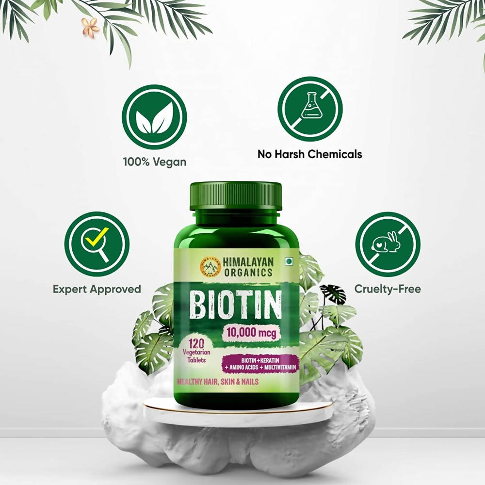 Himalayan Organics Biotin 10000 Mcg with Keratin, Amino Acids & Multivitamin Tablets | Swadesiicart