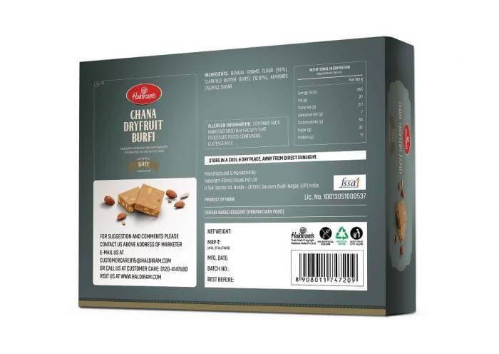 Haldiram's Chana Dry Fruit Burfi | Swadesiicart