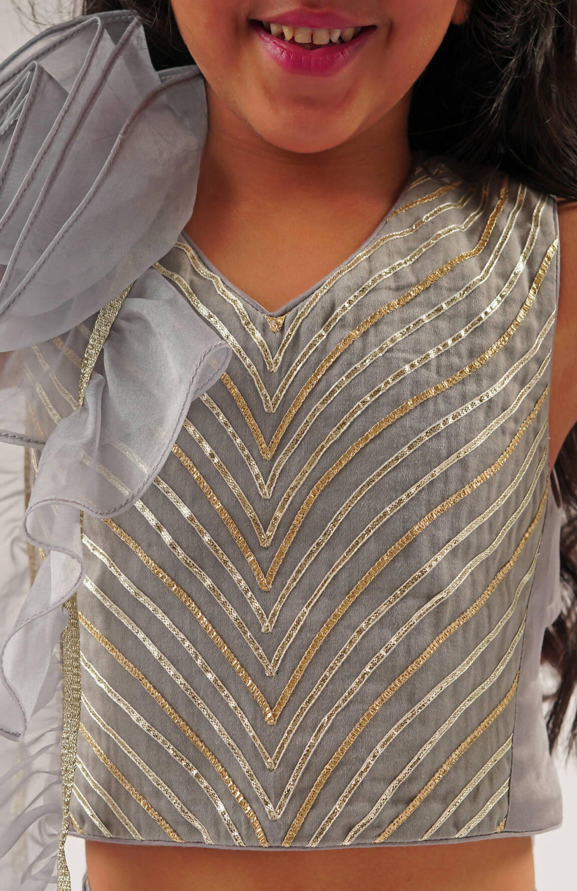 Lil Drama Mehfil Grey Co-Ordinate Set For Girls - Swadesiicart