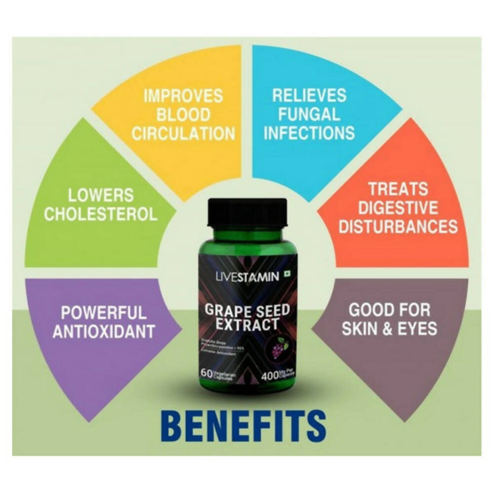 Livestamin Grape Seed Extract Capsules - Swadesiicart