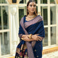 Vishnu Weaves Women's Blue Cotton Silk Zari Woven Butta Work Saree with Blouse - Swadesiicart
