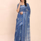 Shree Shyam Fashion Linen Cotton Indigo Blue Saree