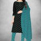 Black Cotton Printed Unstitched Dress Material - Amara