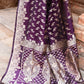 Joban Fashion Plum Purple Hand Woven & Zari Work Katan Pure Handloom Banarasi Silk Saree | Swadesiicart