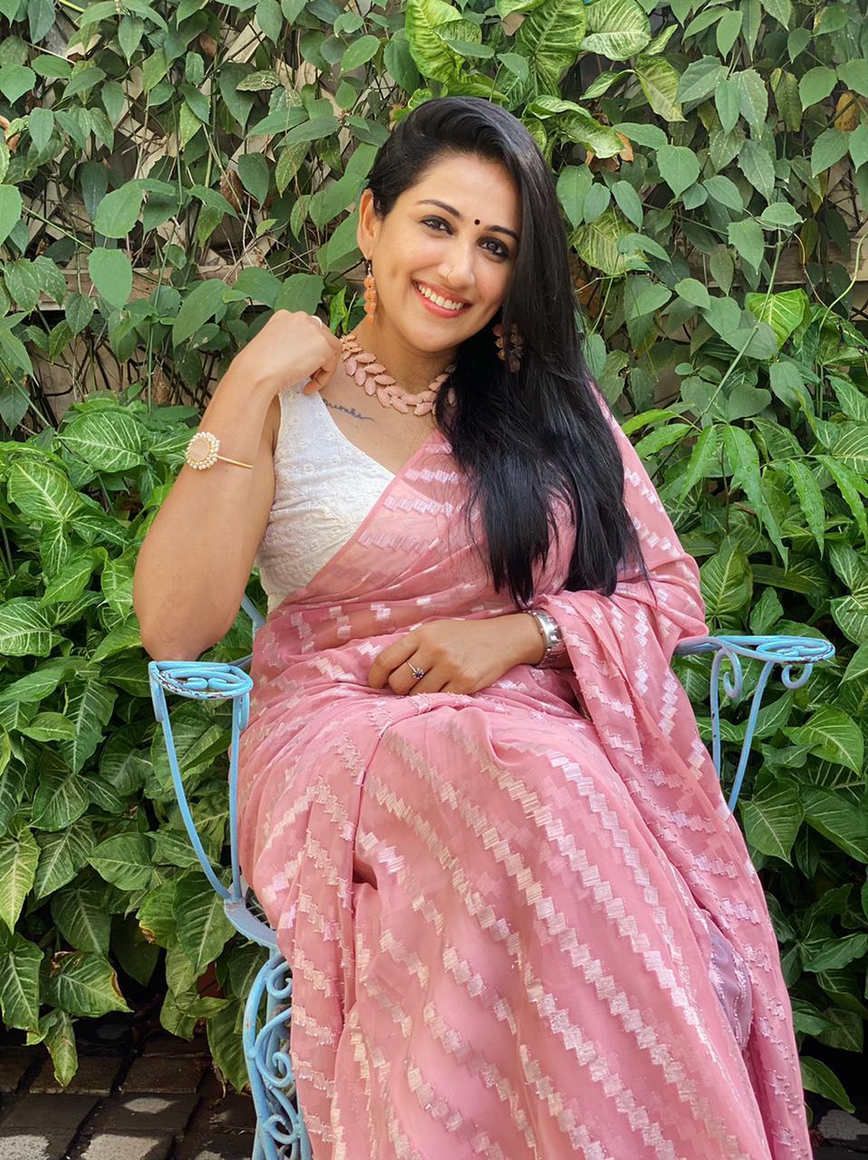Pink Poly Chiffon Ethnic Motifs Saree with Unstitched Blouse - Hiral Fashion | Swadesiicart