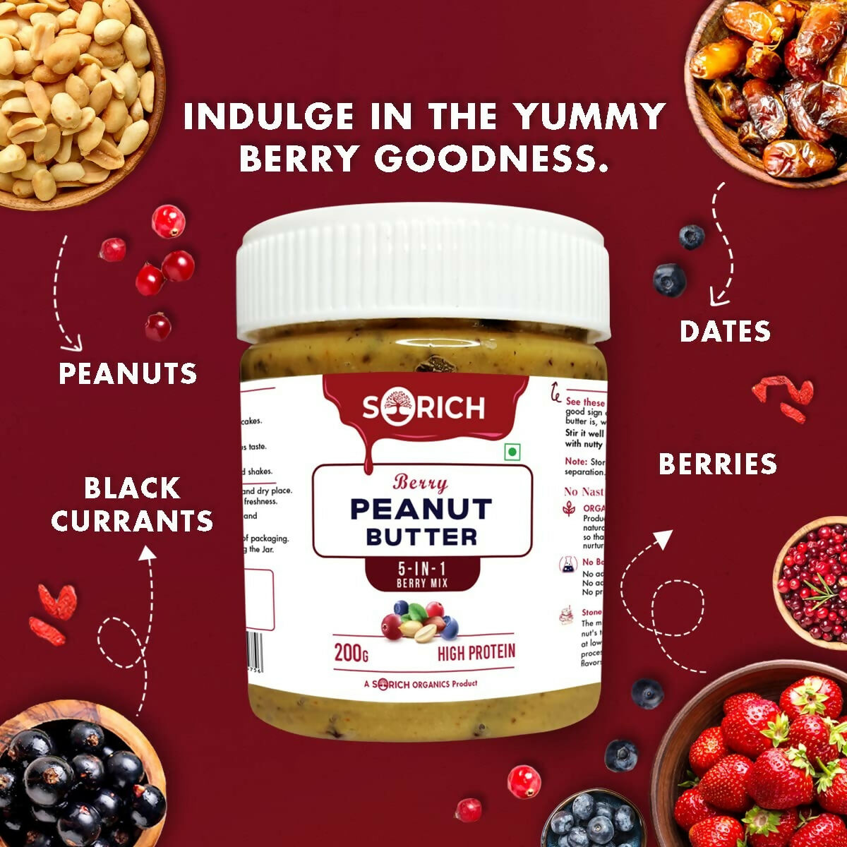 Sorich Organics All Natural Berry Creamy Peanut Buttery - Swadesiicart