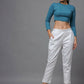 Juniper Women's White Solid Straight Slim Pant | Swadesiicart