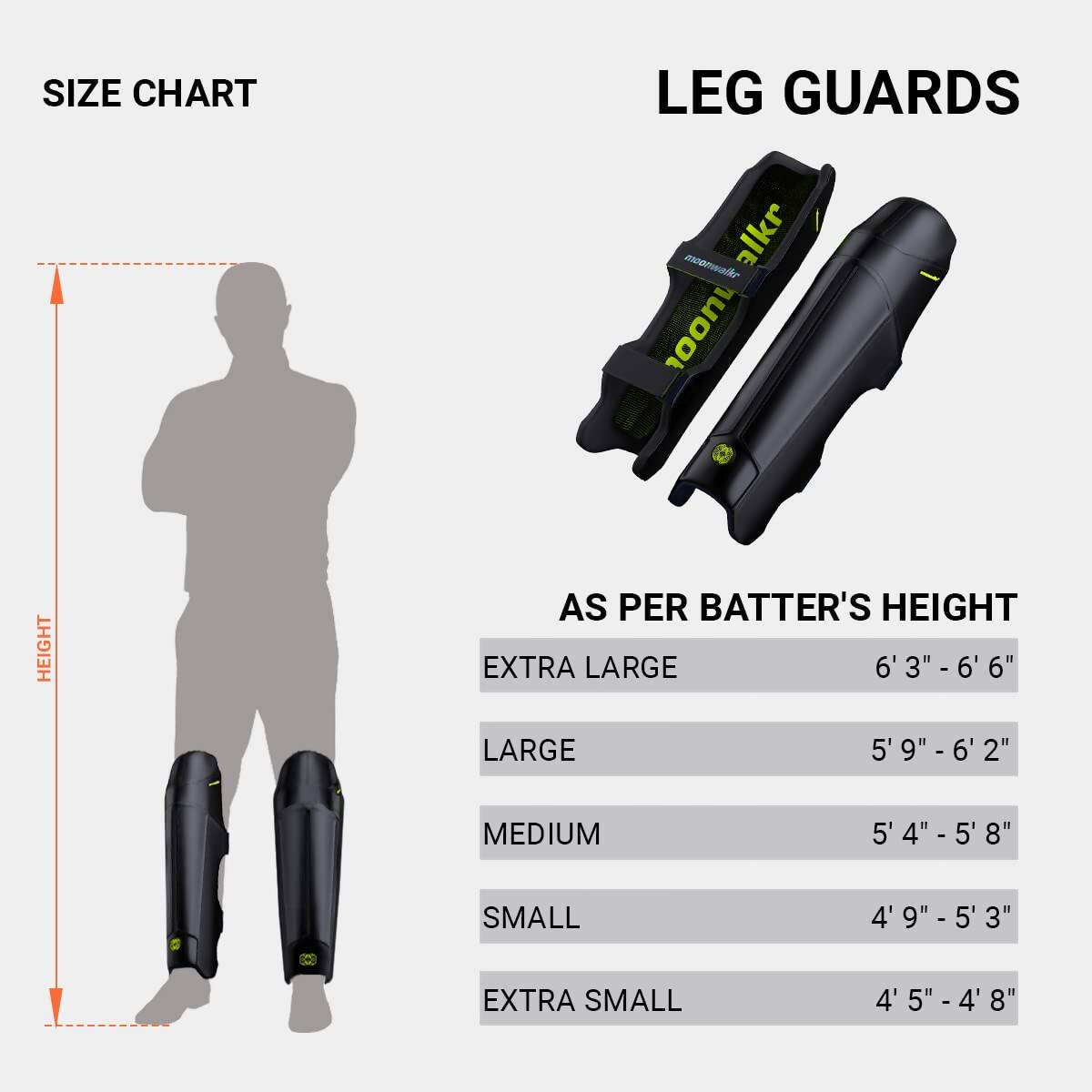 Moonwalkr Leg Guard 2.0 Cricket Batting Pads - Black (Extra Small) - Swadesiicart