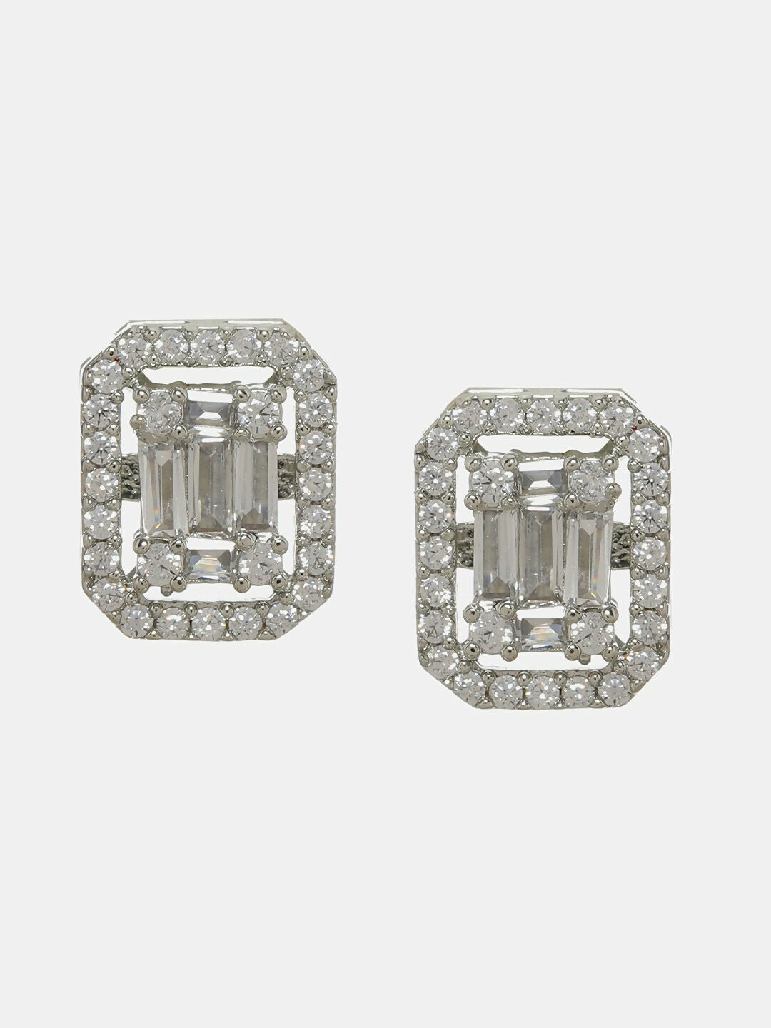 Silver Diamond Studs- Ruby Raang | Swadesiicart
