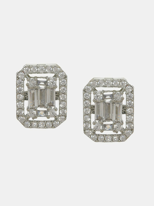 Silver Diamond Studs- Ruby Raang | Swadesiicart