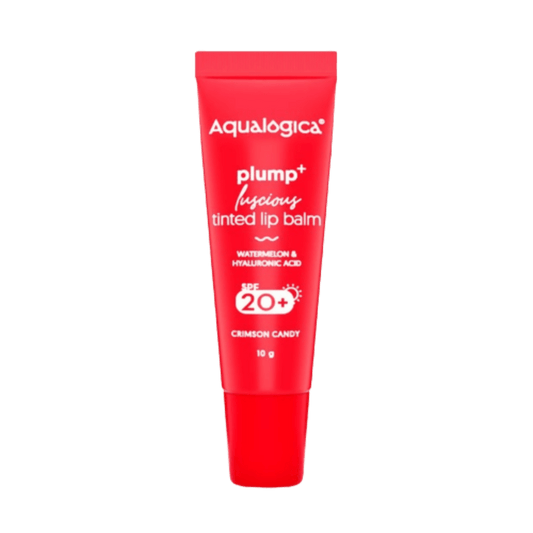 Aqualogica Crimson Candy Plump+ Luscious Tinted Lip Balm with Watermelon and Hyaluronic Acid, SPF 20+